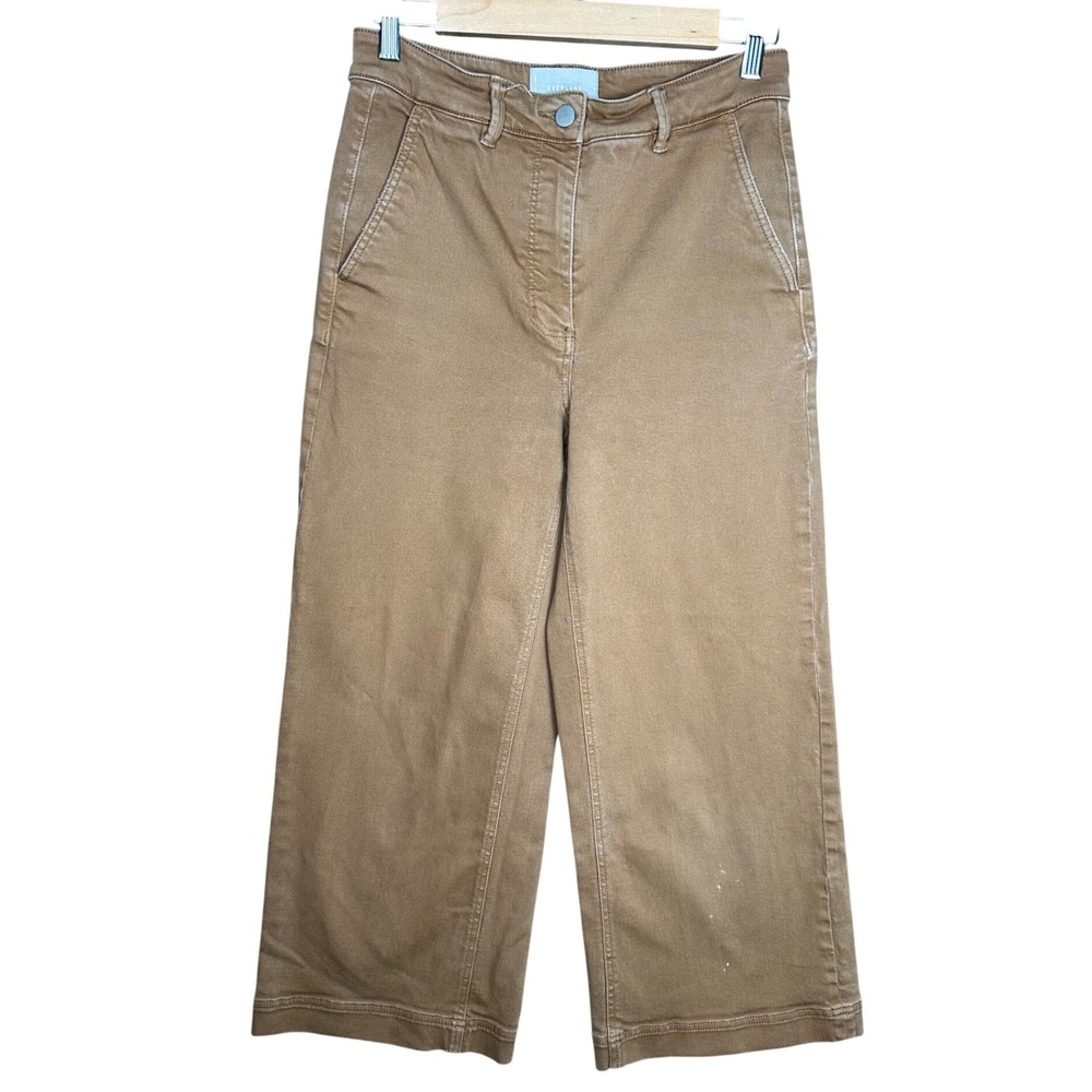 Everlane Women Tan Brown Wide Leg Cropped Sailor Pants Jeans Size 6 READ - Picture 1 of 10